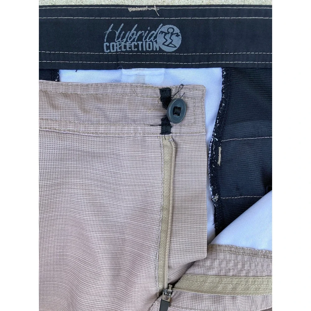 Men's DaHui Beige Hybrid Board Shorts No SIZE Slash Pocket Zip Surf Sun RN127725